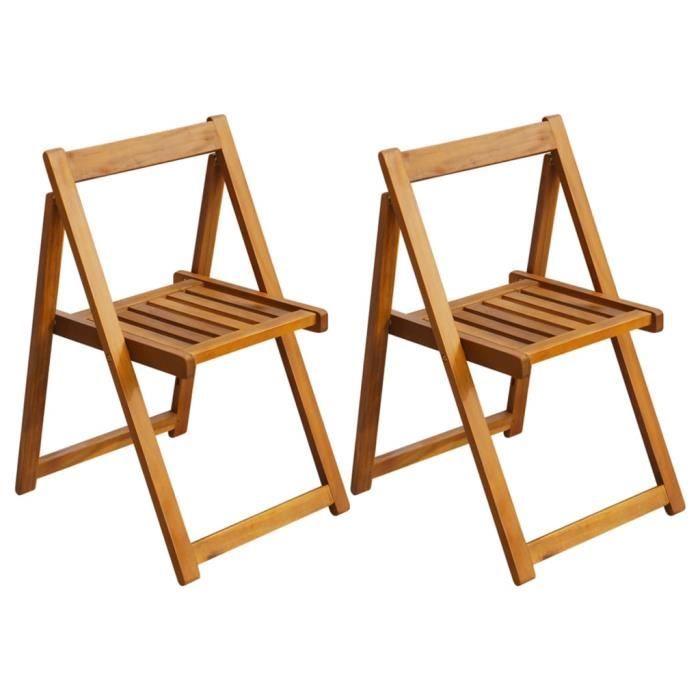 VidaXL Chaises pliables de jardin 2 pcs Bois d'acacia solide