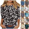 Женская мода повседневная три четверти рукава цветочный принт горловина топ