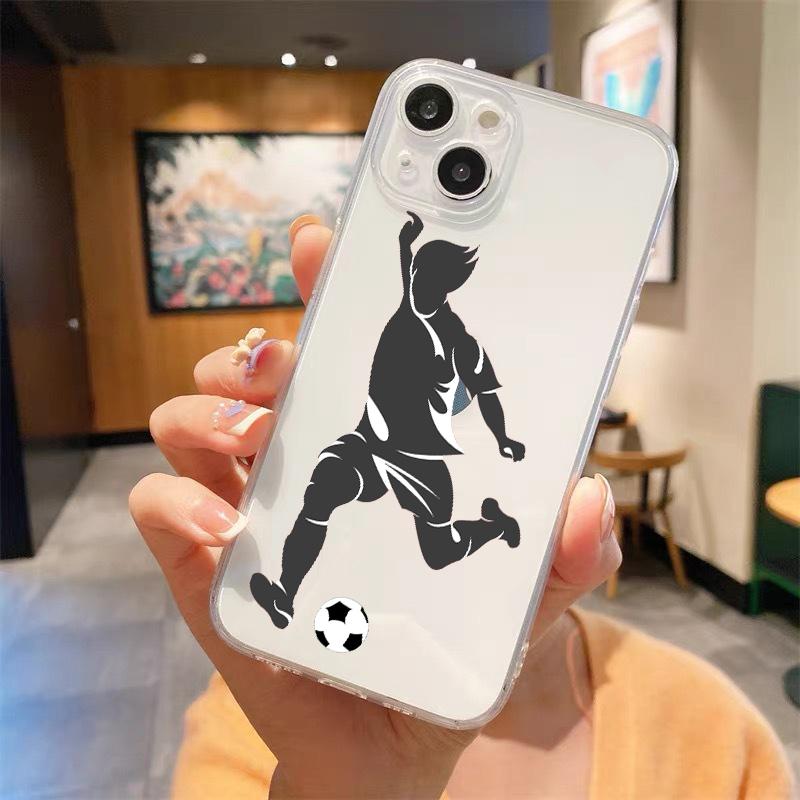 Football Player Soccer Art Clear Phone Case For iPhone 14 13 11 12 Pro Max X XR XS 7 8 Plus SE Soft Silicone Cover Coque Funda