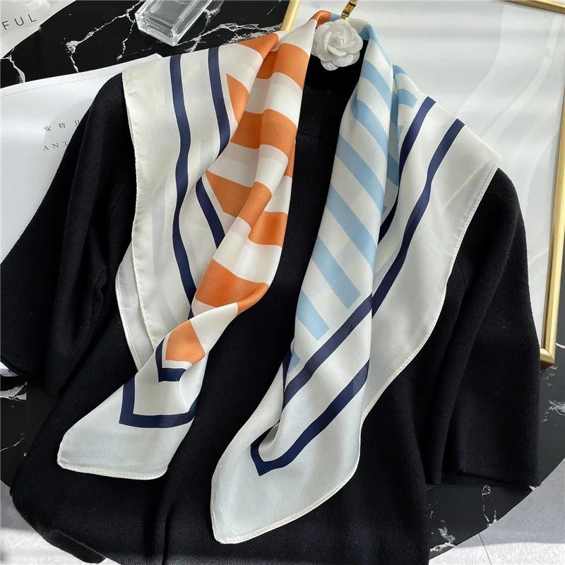 70*70cm Silk Scarf Scarftop Headwraps For Woman Fashion Four Seasons Hair Accessories Hijab Foulard Bandana Femme Headscarf