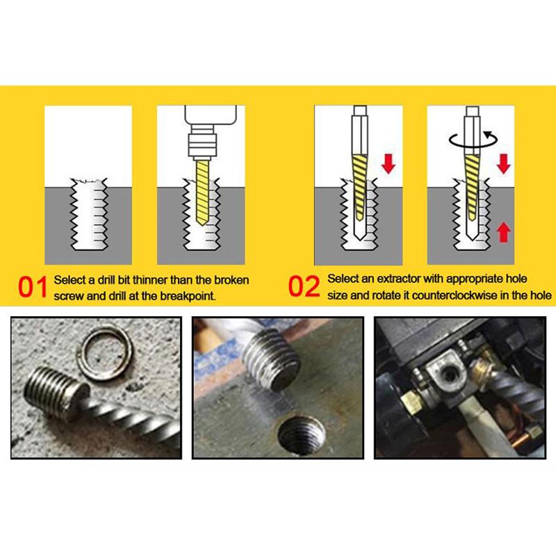 5 шт., экстрактор для винтов, центральные сверла, набор направляющих, съемник сломанных поврежденных болтов, шестигранный ручной инструмент, набор шпилек для снятия поврежденных гайок, болтов