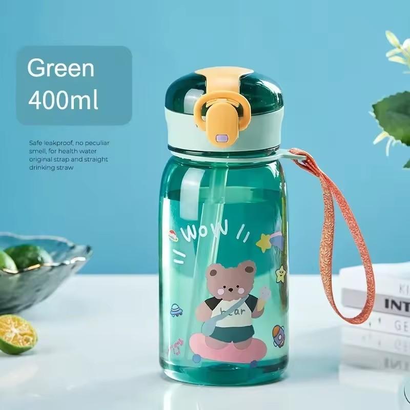 Kids Cartoon Water Sippy Cup with Straw Cute Bear Leakproof Water Bottles Outdoor Portable Drink Bottle Children's Lovely Cup