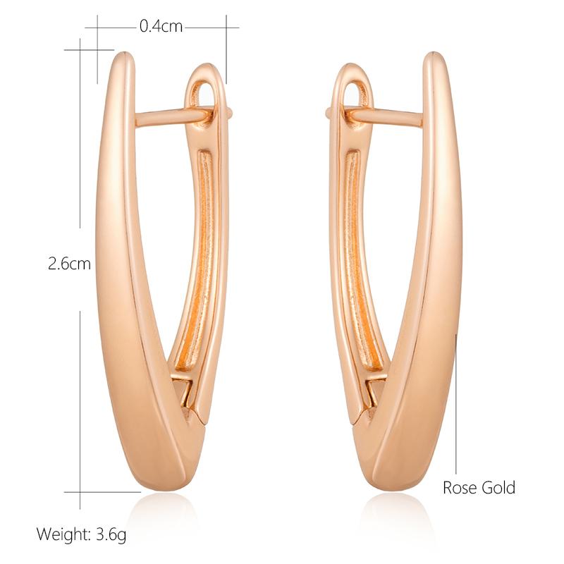 Kinel Glossy Gold Color V Shape Earrings For Women