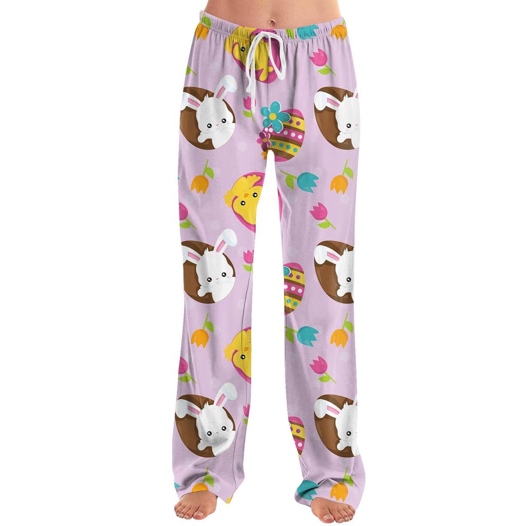 Женские модные свободные повседневные брюки с пасхальным принтом