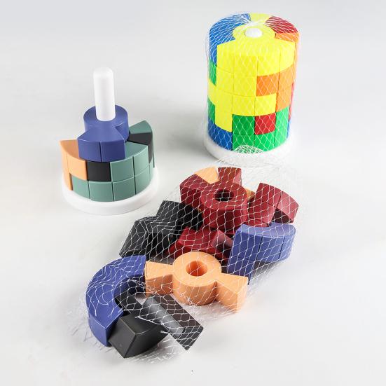 1 набор детских строительных блоков «Башня» с 40 карточками с заданиями, сделай сам, цилиндрическая башня, игра для укладки, для малышей, мальчиков и девочек, развивающая игрушка-головоломка из блоков