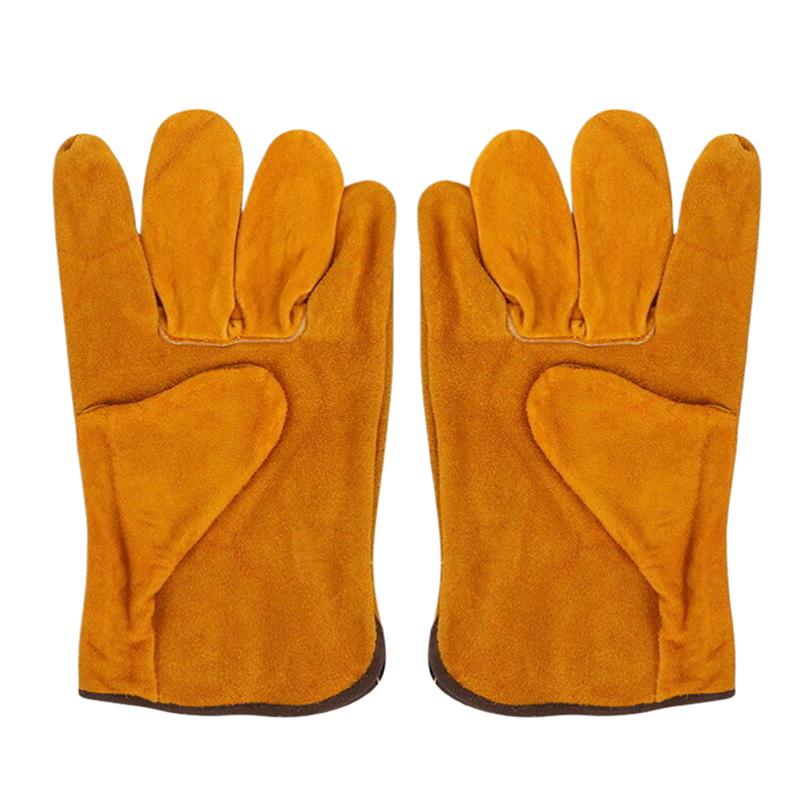 1 Pair Soft Cowhide Driver Hunting Driving Farm Garden Welding Security Protection Safety Mechanic Glove Men Work Gloves