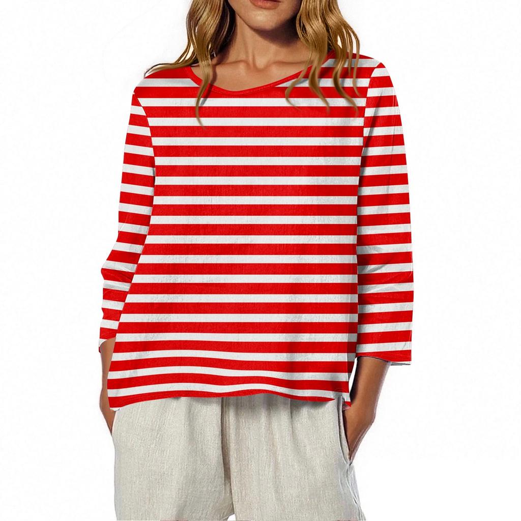 Женская футболка с круглым вырезом и рукавом 3/4 с принтом