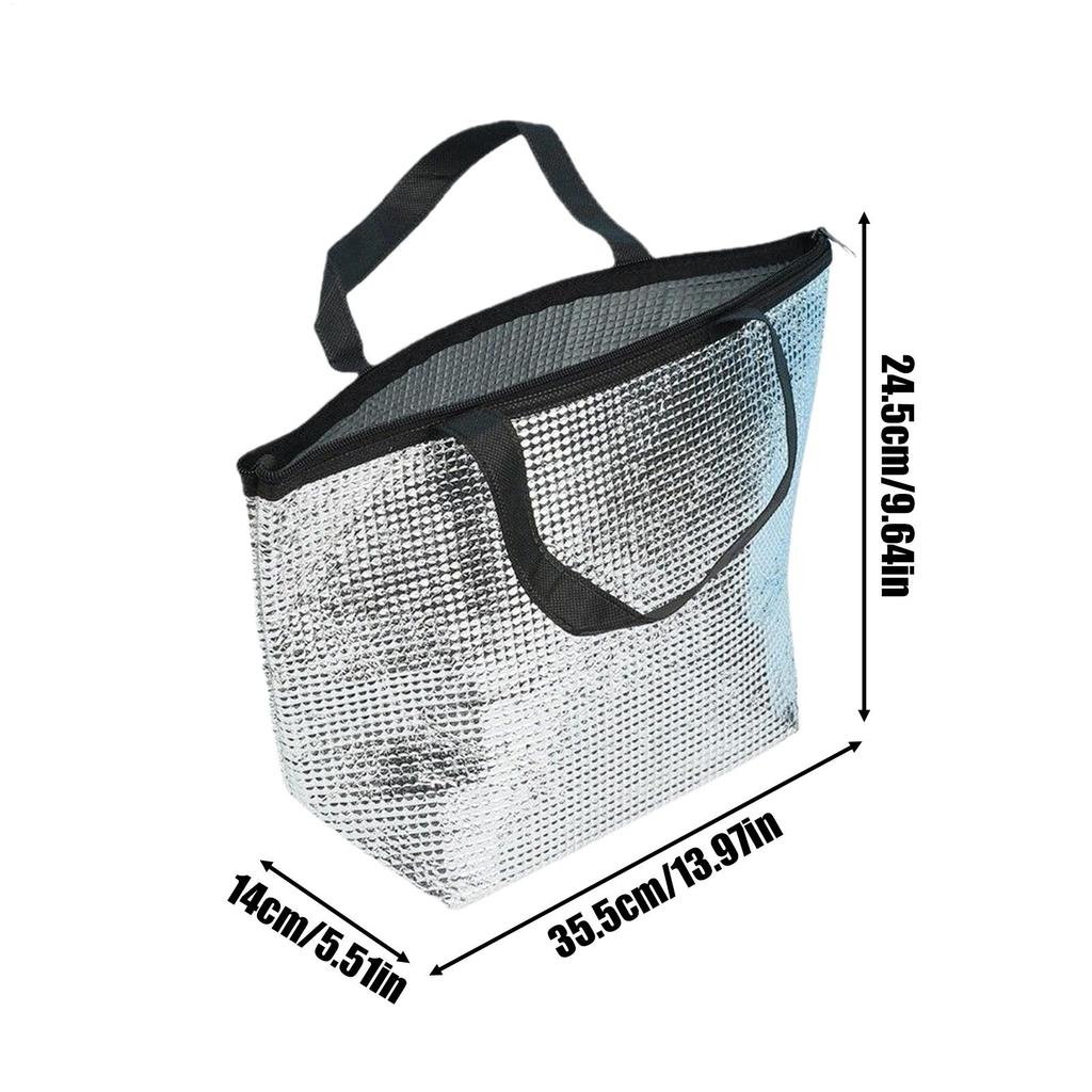 1pcs Aluminum Foil Insulated Cooler Bag Reusable Thermal Bag for Food Storage No Electricity Required Lunch Box Insulated