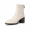 Basic Clothing Sheepskin Autumn Winter Shoes Thick Heels Chelsea Boots Round Toe Keep Warm Zipper Ankle Boots