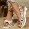Fashion Fashion Printing Wedge Sandals for Women Summer 2025 Peep Toe Platform Sandles Woman Lightweight Non Slip Beach Sandalias Mujer