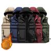 Mens Outdoors Vests Cotton-Padded Men's Winter Vest Warm Hooded Waistcoat Casual Male Coats Vests
