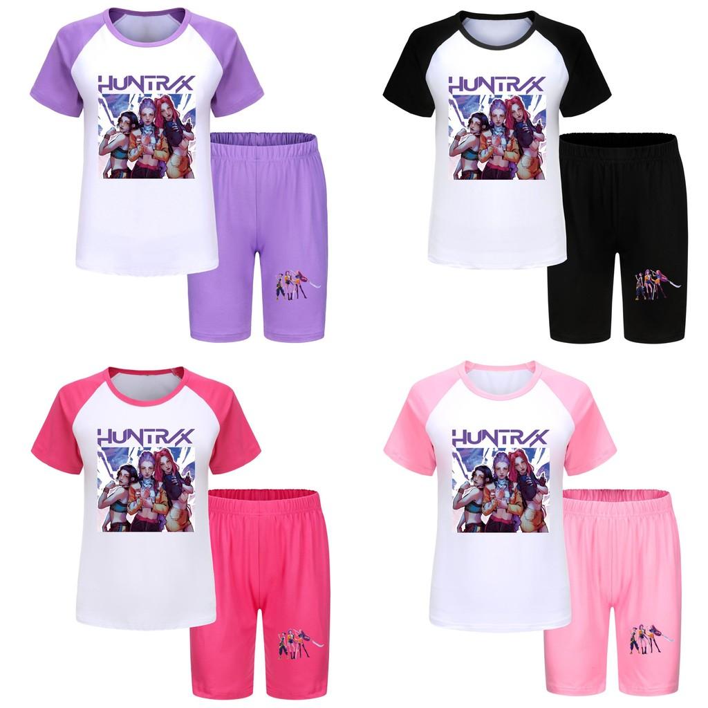 Kpop Demon Hunters Children Summer Shorts And T Shirt Set With Cotton Fabric For Active Kids