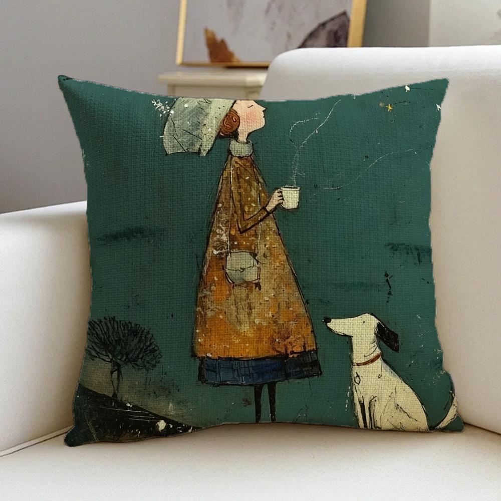 P-Sam Toft Арт Наволочка-Подушка Натуральный Лен Комплект, Универсальный Декор Для Дивана, Спальни и Кресла
