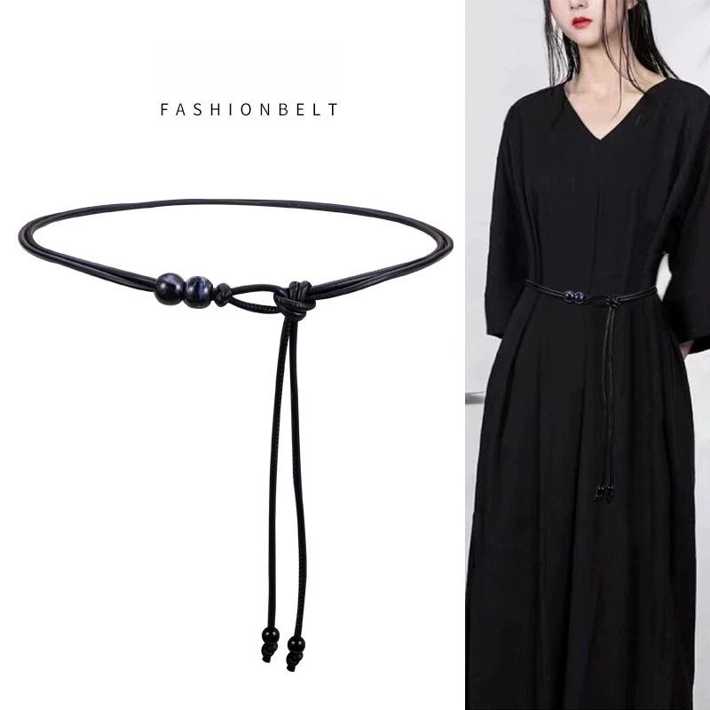 Женская белая декоративная поясная цепочка для платьев, свитеров и юбок