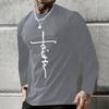 Винтажная футболка с 3D-принтом и простым крестом, повседневная, с длинным рукавом, мужская, свободная, с круглым вырезом, удобная толстовка, европейская одежда 7Xl
