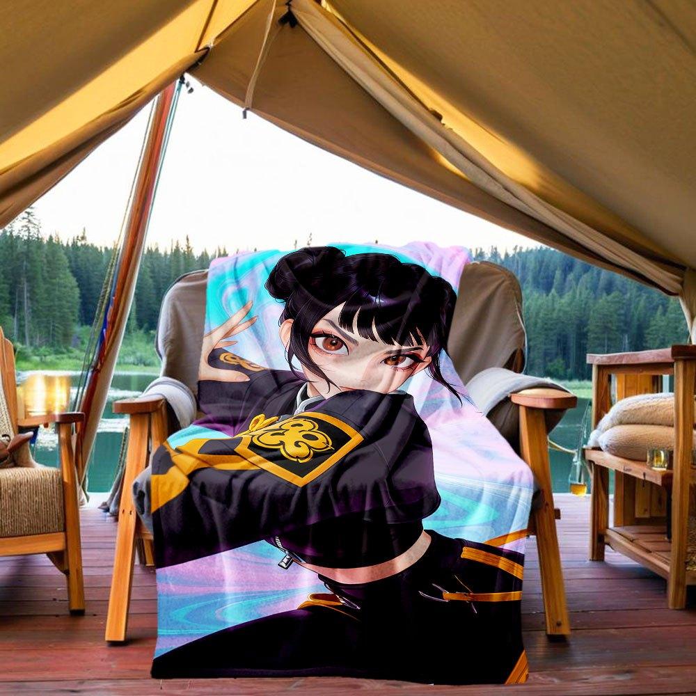 "Anime Character Inspired Purple and Yellow Uniform Cosplay Costume"Blanket Lightweight Flannel Throw Blanket for Sofa, Bed, Travel, Camping