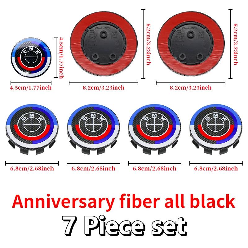 7Pcs 50th Anniversary Fiber Black Car Hood Front Rear Trunk Emblem Badge For BMW F20 E36 E46 X6 M4 E60 E93 E87 G01 G20 X3 X5 F30 FV7