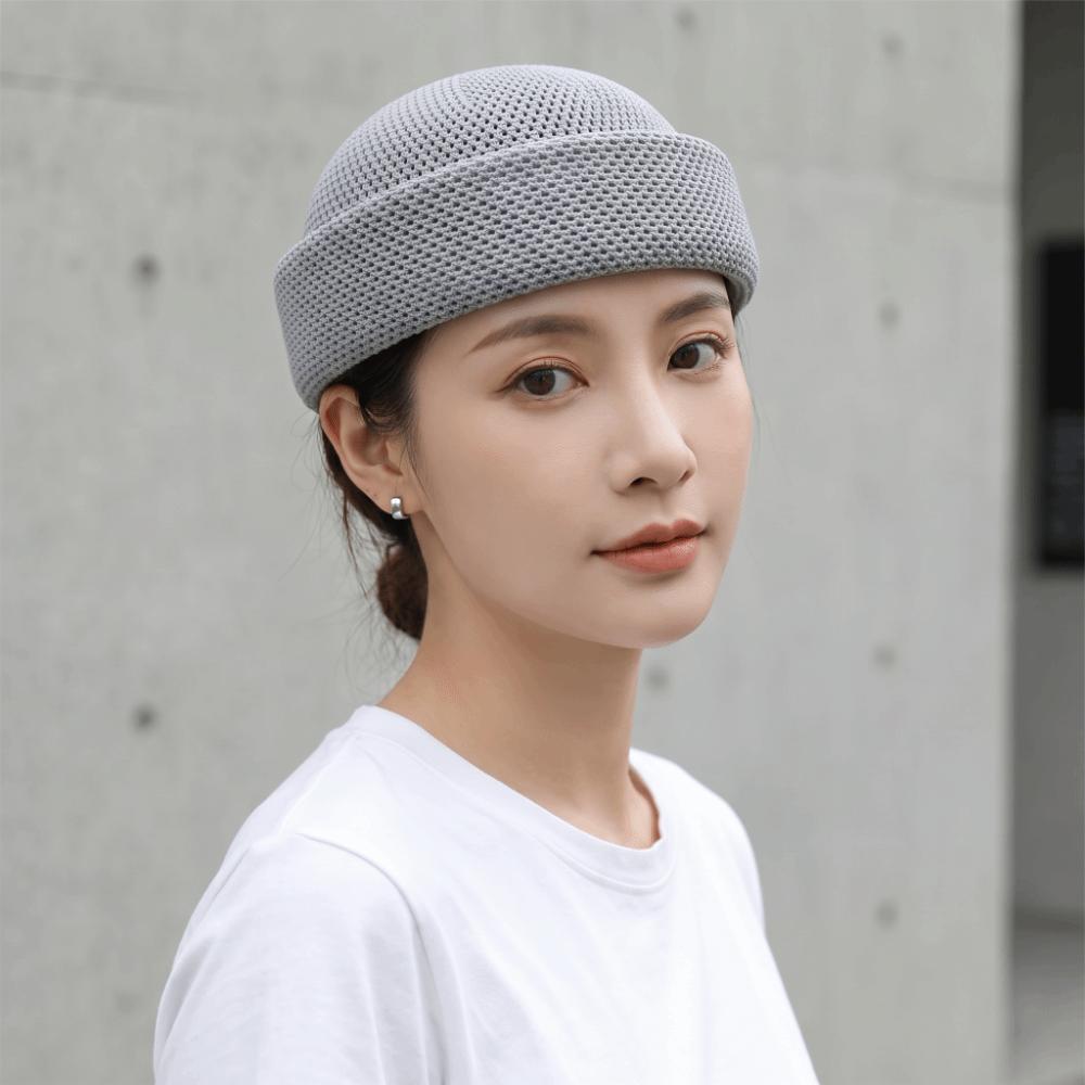 Fashion Elegant Style Mesh Breathable Beret Casual Knitting Hard Melon Peel Hat Stiff Brim Lightweight Sun Hat Outdoor Use