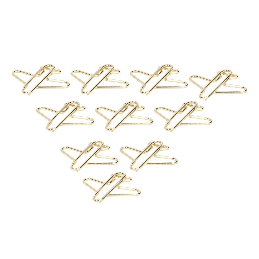 100pcs Paper Clips Portable Anti Rust Electroplating Gold Cute Airplane Shaped Metal Paper Clip for 