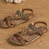 Bohemian Spring 2024 Rhinestone Flower Open-Toed Sandals for Outdoor Beach