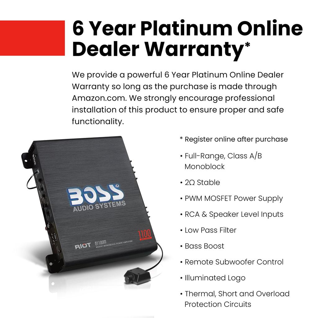 BOSS Audio Systems R1100M Серия Riot Автомобильный Аудио Усилитель для Сабвуфера 1100 Вт Моноблок Класс Стерео Усилитель со Стабильным Уровнем Ом MOSFET Мощность x x x x
