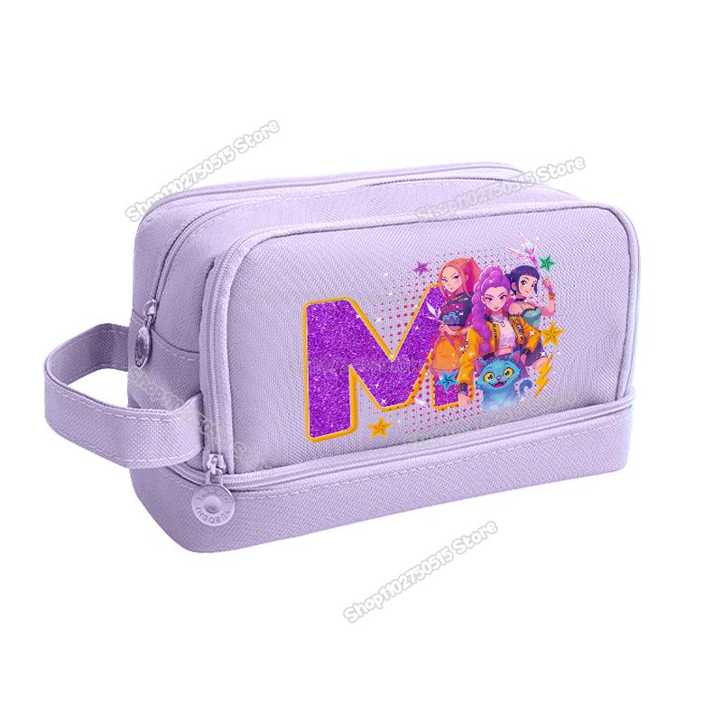 Kpop Demon Hunters Letter A-Z Pencil Bag Rumi Mira Zoey Girl Student Pencil Case High-capacity Stationery Pouch School Supplies
