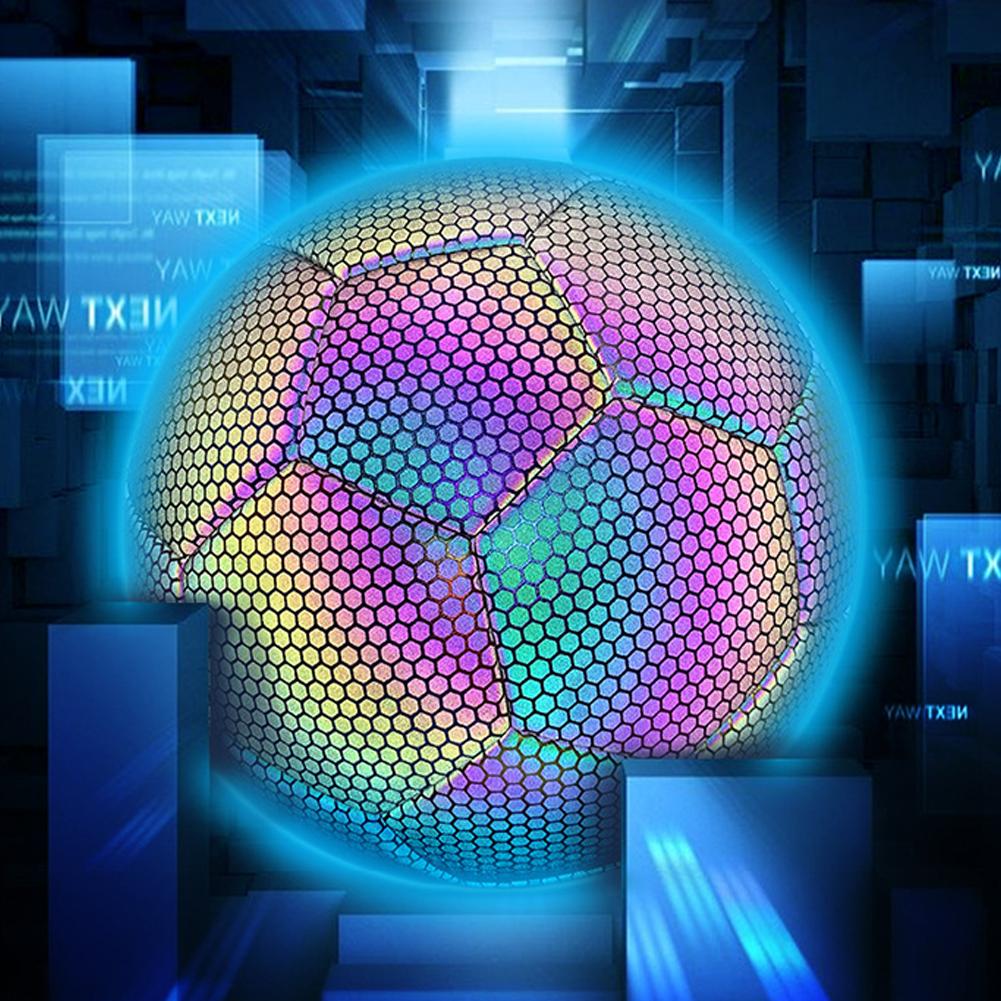 Светящийся светоотражающий футбольный мяч PU размер 5 стандартный голографический спортивный мяч для взрослых тренировка