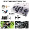 113PCS Vacuum Connector Assortment Automotive Vacuum Tubing Connector Tee Kit Water Spray Pipe Joints Car Wiper Connection Pipe
