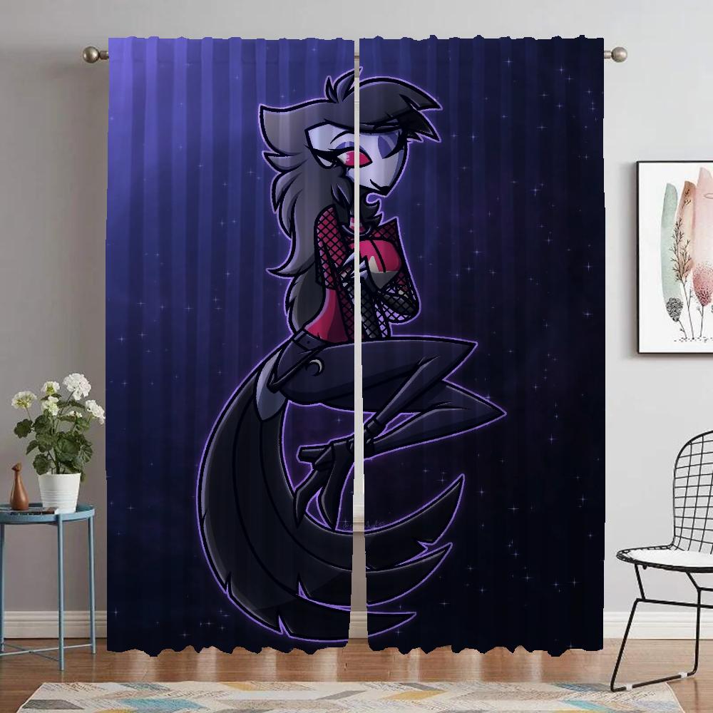 Helluva Boss Современные Шторы для гостиной для камеры, Шторы для домашнего интерьера, 2 шт., Разделительные шторы для Хэллоуина, украшения, детские шторы