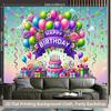 2D Colorful Candy Happy Birthday Backdrop Kids Birthday Party Photography Background Banner