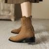 Осень и зима большой размер ботинки Мартин женские резиновая подошва удобная задняя молния нескользящий низкий каблук женские ботинки квадратный каблук кожаная поверхность мед