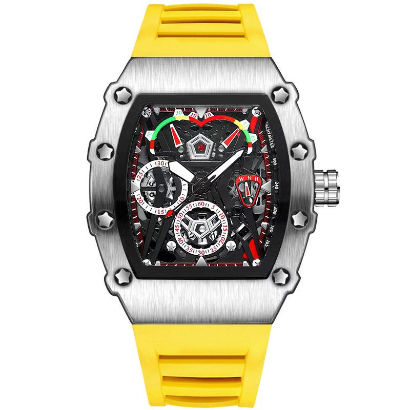 UTHAI CQ309 Модные мужские часы Водонепроницаемые Ночная подсветка Календарь Ведро для вина Силиконовый ремешок Кварцевые часы Мужские часы