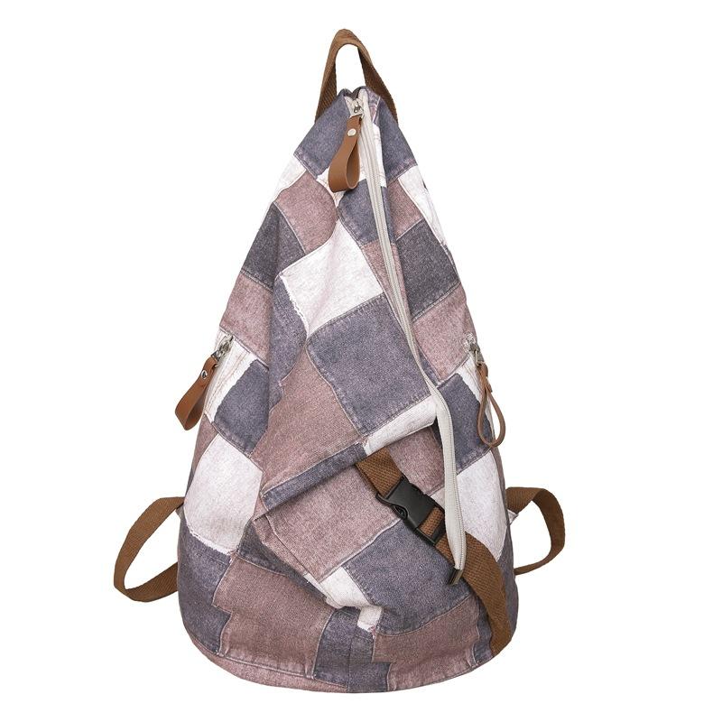 Джинсовый женский рюкзак с цветными блоками, мужские клетчатые рюкзаки, большая вместительная сумка на плечо, студенческая школьная сумка