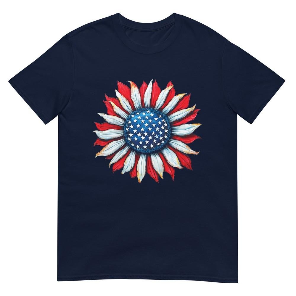 Sunflower American Flag 4th Of July Unisex Unisex Merica Usa Tshirt