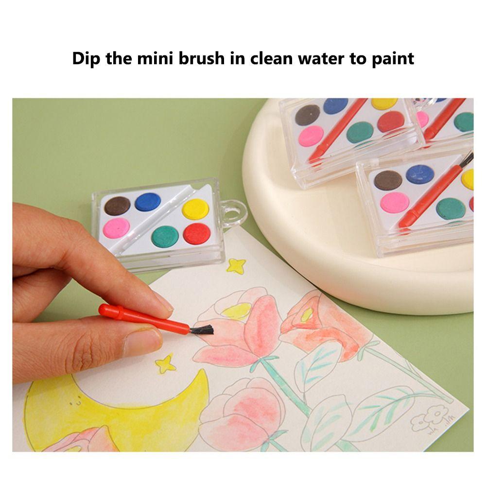 Твердый акварельный пигмент 6 цветов Набор для масляной живописи Портативный набор пигментов для рисования Дети