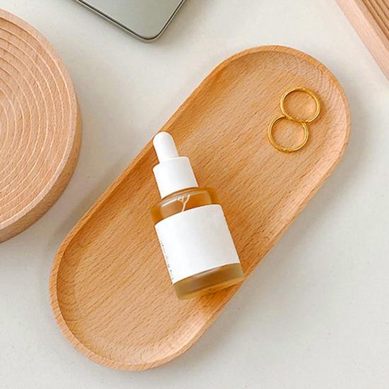 Storage Tray Multipurpose 4 Shapes Solid Wood Square Rectangle Round Ellipse Dinner Breads Plate