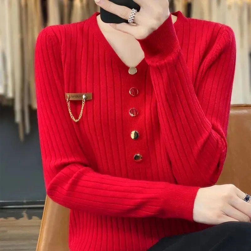 Korean Autumn And Style Winter Vneck Sweater Womens Fashion Loose Sweater Allmatch Bottoming Shirt