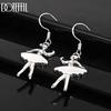 Серьги-подвески для пирсинга с танцующей девушкой из стерлингового серебра 925 пробы, модные свадебные украшения