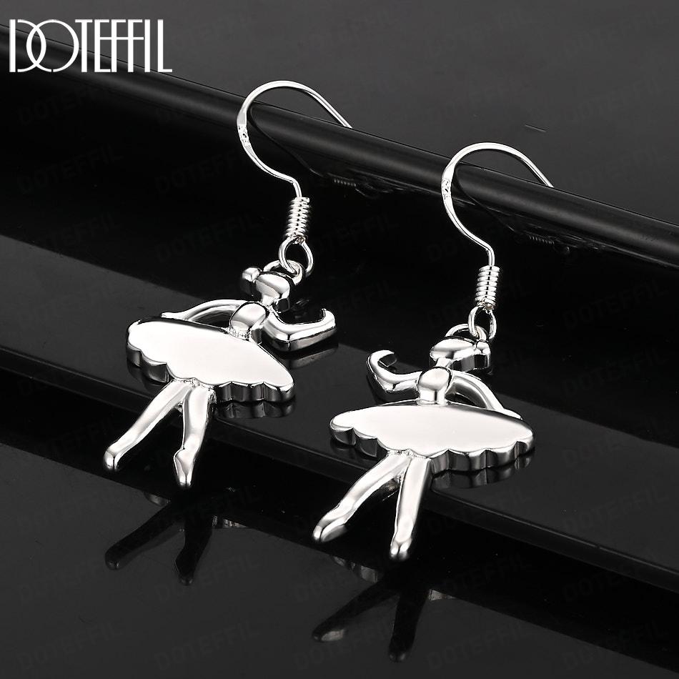 Серьги-подвески для пирсинга с танцующей девушкой из стерлингового серебра 925 пробы, модные свадебные украшения
