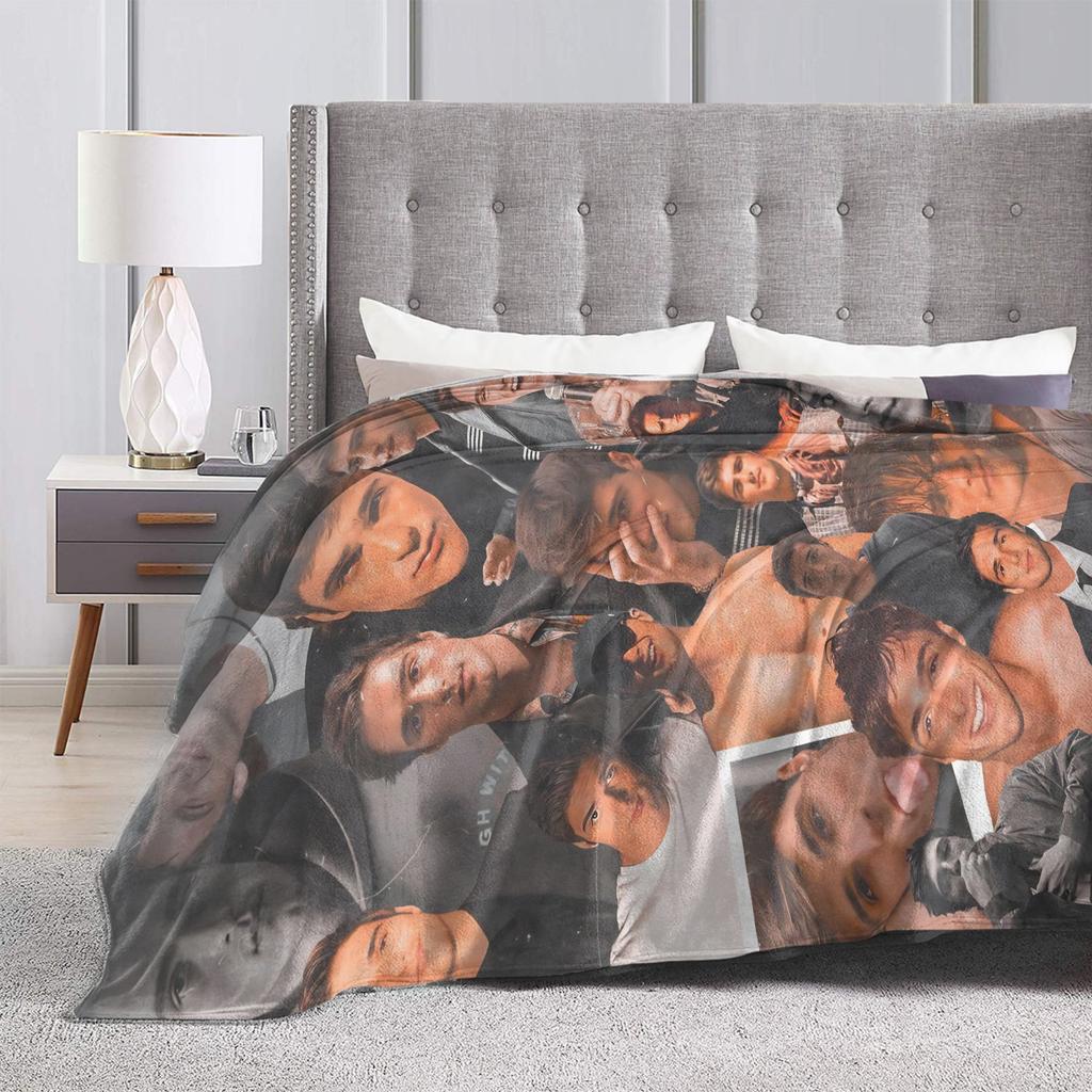 Jacob Elordi Actor Photo Collage Blankets Travel Office Flannel Throw Blanket For Outdoor Warm Soft Quality Bedspread Gift Idea