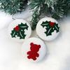Christmas Ball Ornaments White Foam Balls With Leaf/Bear Pattern Xmas