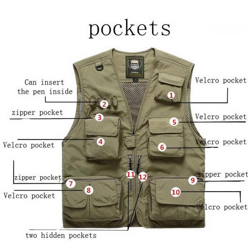 Жилеты для рыбалки на открытом воздухе, быстросохнущие дышащие сетчатые куртки с несколькими карманами, съемный военный тактический жилет для фотографии, похода и кемпинга