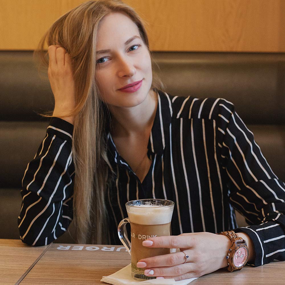 BOBO BIRD Wooden Watch Wood Lightweight Watch Quartz Analog Display Date Wood Watch Quartz Fashion Watch Wooden Watch Women's (P18-3)