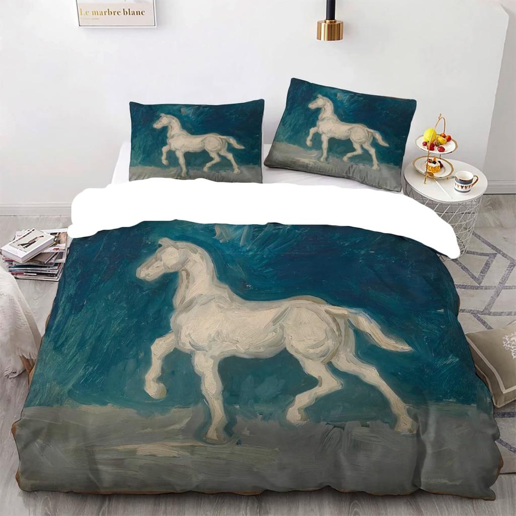 Пододеяльник размера «Квин» Ван Гог «Цветущий абрикос» Комплект постельного белья с 2 наволочками Узорчатый пододеяльник Мягкая легкая микрофибра