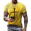Men's Casual Cross Faith Printed T-shirt for Streetwear Trendsetters Shirt