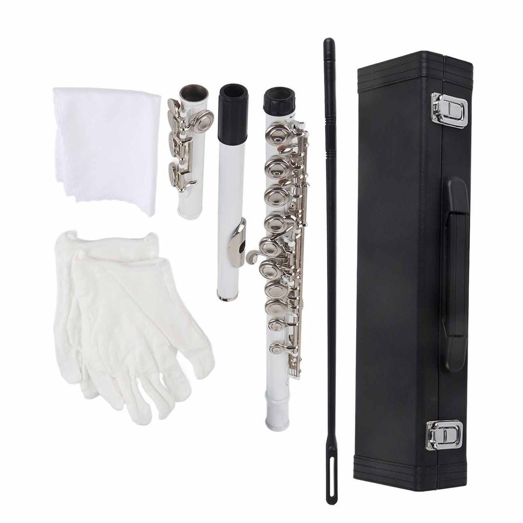 Набор для начинающих флейт из латуни LADE C Key 16 Hole, чехол для хранения, салфетка для чистки, перчатки (белый)