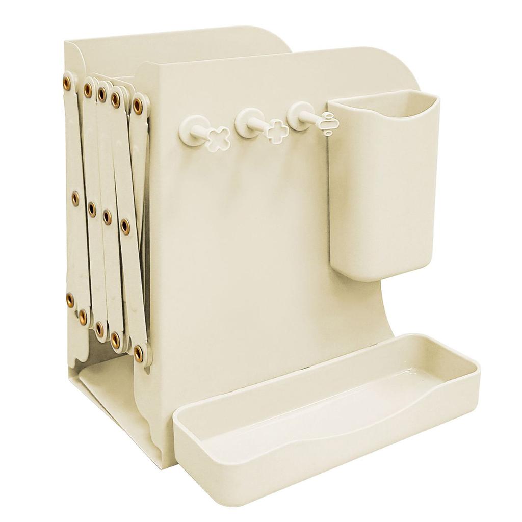 Expandable Metal Bookends Adjustable Bookends Book Holder for Shelves Metal Book Ends Magazine Holder with Pen Holder