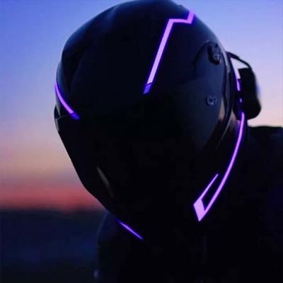 Светодиодные предупреждающие огни для мотоциклетного шлема, ночной шлем для езды на мотоцикле, полоса холодного света, водонепроницаемая наклейка EL, 4 мигающих аксессуара