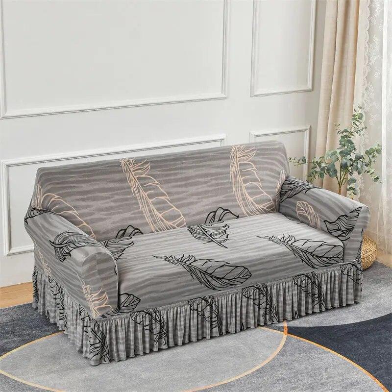 Flower Style Elastic Sofa Cover Double Sofa Large Skirt Full Cover Four Seasons Universal Set Full Set Sofa Cover Cloth Cushion