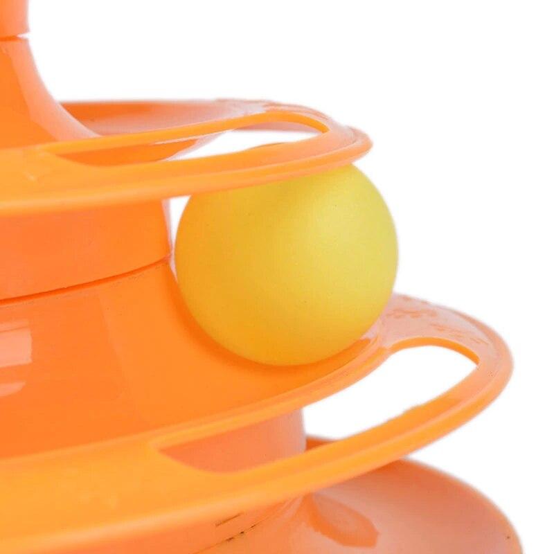 Трехуровневая интеллектуальная игрушка для кошек, забавная кошачья башня, головоломка, конфетный цвет, шлифовка когтей, развлекательный мяч, обучающая развлекательная тарелка